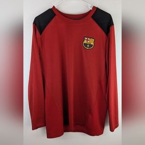 FC Barcelona FCB Long Sleeve SHIRT Jersey Material Pullover Dri Fit Size LARGE